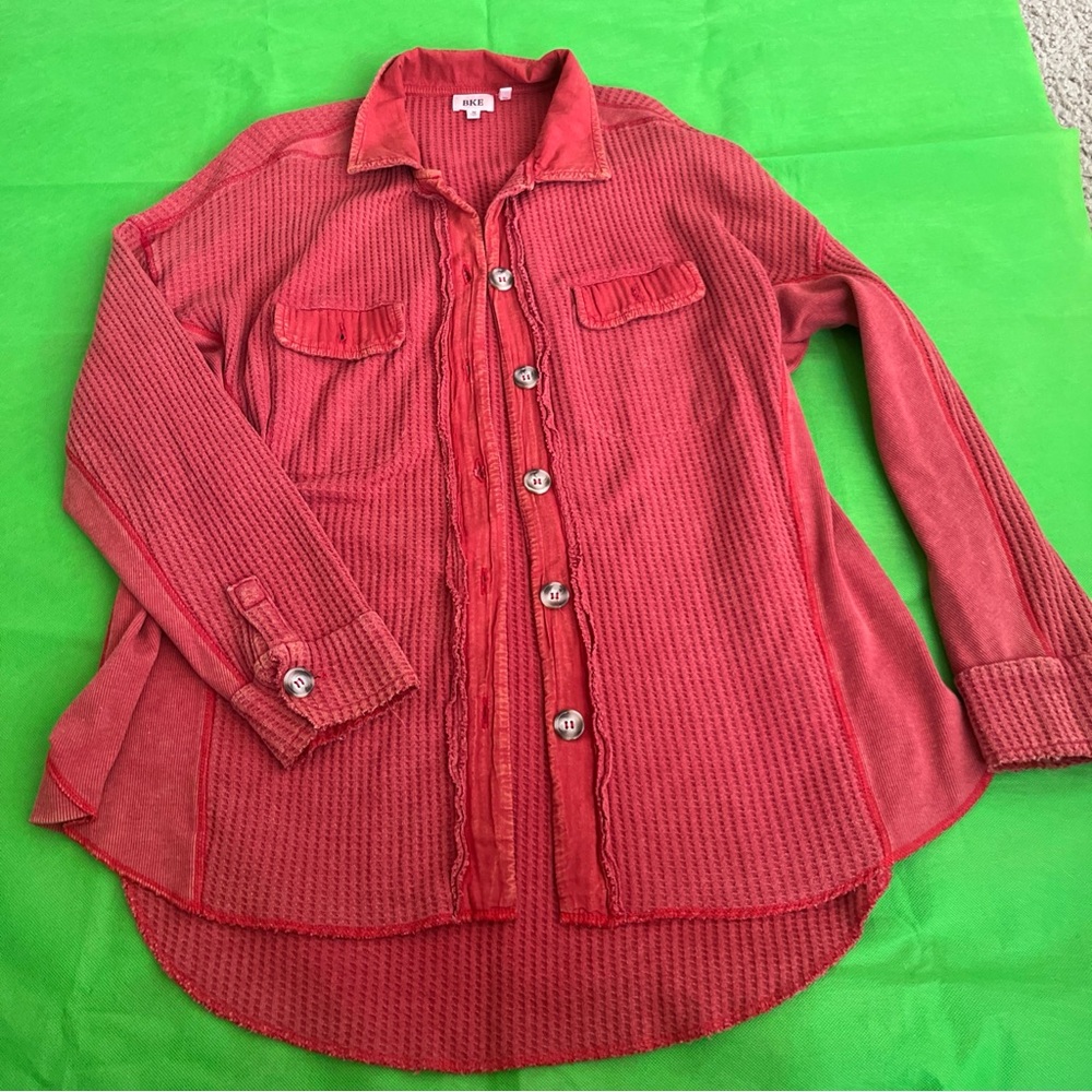 BKE boyfriend shirt waffle knit medium